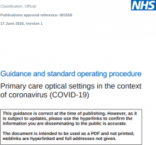 Guidance and standard operating procedure: Primary care optical settings in the context of coronavirus (COVID-19)